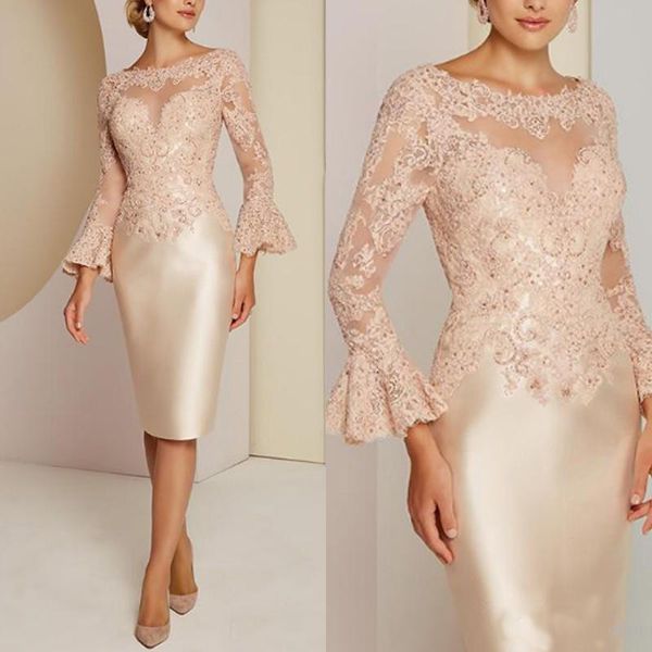 

Lace Mother of the Bride Dresses Long Sleeves Beads Wedding Guest Dress Custom Evening Gowns Plus Size