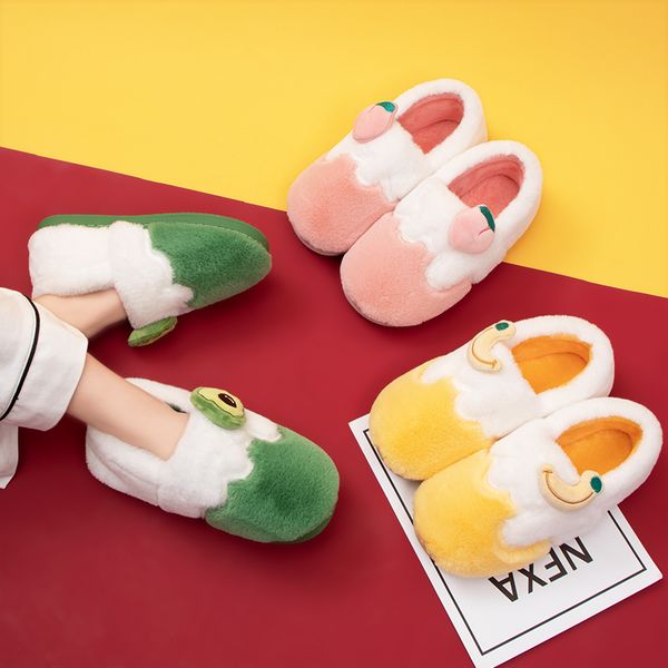 

cotton shoes woman winter short plush womens shoes slippers parents kids cute slippers chic women, Black