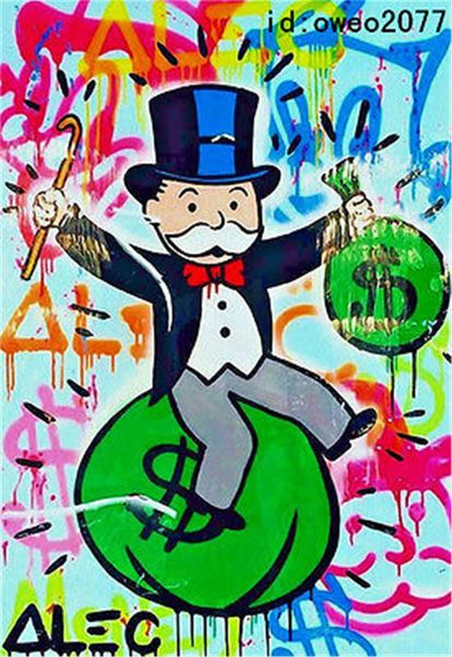 

alec monopoly handcraft huge oil painting on canvas portrait 24x36 inch