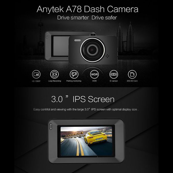 

3 inch 1080p g-sensor motion detection wide angle lcd display 170 degree dynamic loop recording car dvr dash cam full hd