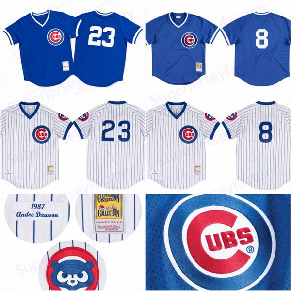 

Cubs 1984 jerseys8 Andre Dawson biue Authentic Mesh 23 Ryne Sandberg white stripe Retro baseball jerseys all Stitched High Quality Free