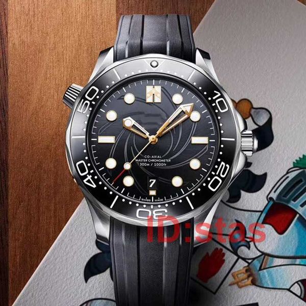 

300m luxury fashion james bond 007 stainless steel mens designer diamond master tag watch wristwatches watches, Slivery;brown