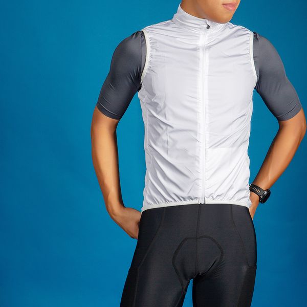 

spexcel all white pro team cycling windproof gilet vest lightweight cycling vest mesh fabric at back, Black