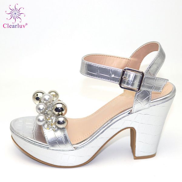 

wedding silver color bridal pure color peep toe italian shoes african shoes without bag set comfortable women shoes for parties t200525, Black