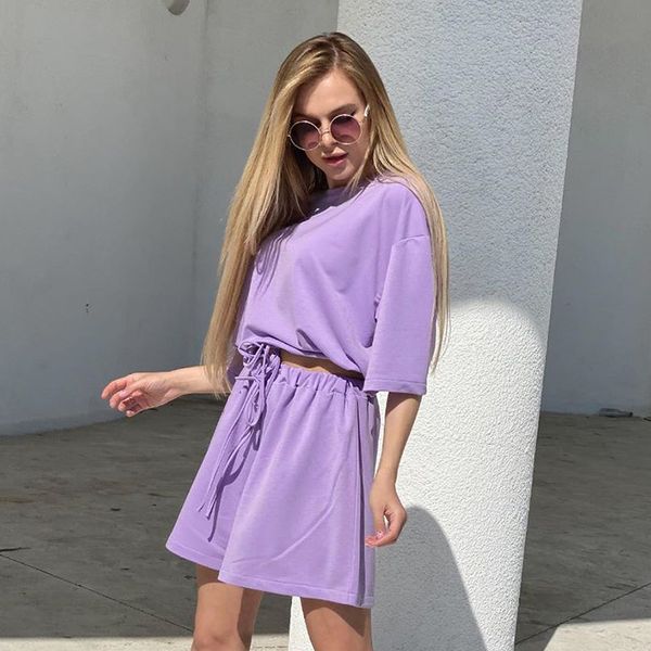 

casual women summer clothes tracksuit 2 piece set crop t shirt and shorts two piece outfits sweat suit new as41097, White