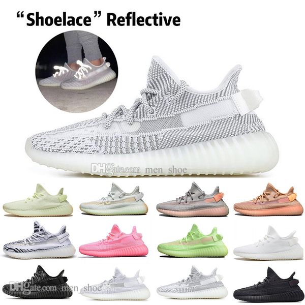 

kanye west clay v2 white static reflective gid glow in the dark mens running shoes hyperspace true form men sport designer sneakers trainers