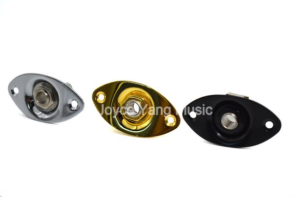 

niko oval electric guitar bass jack socket plates&2 screws chrome black gold