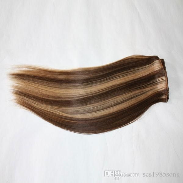 

ce certificated brazilian virgin hair straight wave 4 bundles double wefts mixed p4/27 human hair extensions weaves 14-26 inch, dhl, Black