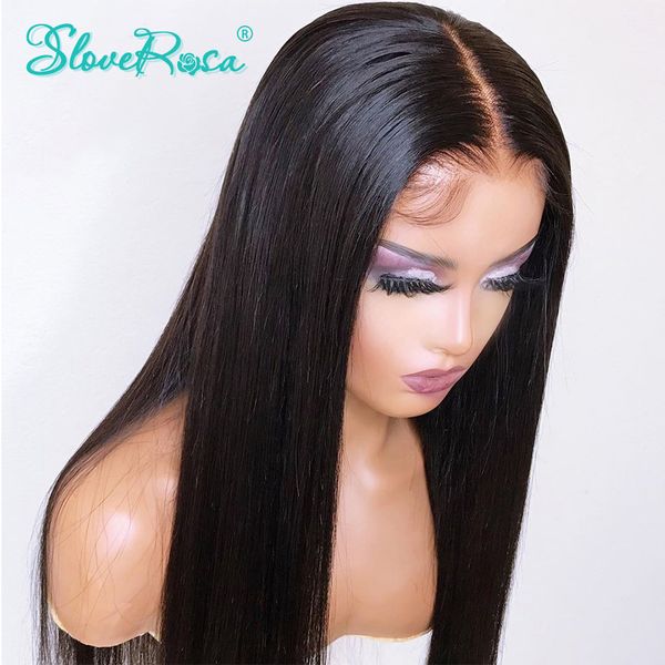 

130% density straight 13x4 lace frontal human hair wigs brazilian remy hair with baby full end low ratio slove rosa, Black;brown
