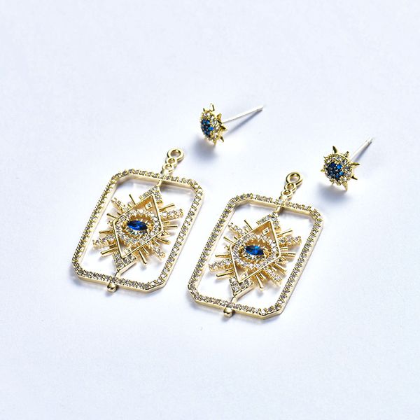 

fashion-devil eye earrings blue crystal eyelashes shy eyes personality earrings girls trend creative jewelry friend gift, Silver