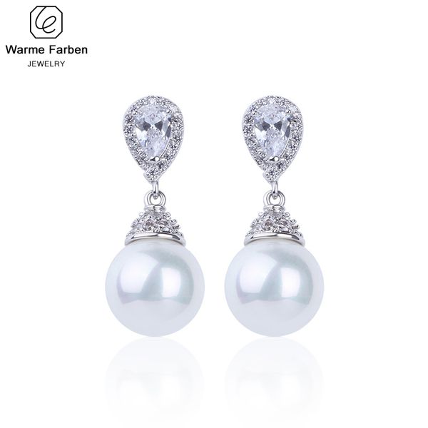 

warme farben 925 щепка женщин серьги сделано с swarovski crystal elegant pearl серьги падения ювелирных изделий способа венчания серьги cj19, Golden;silver
