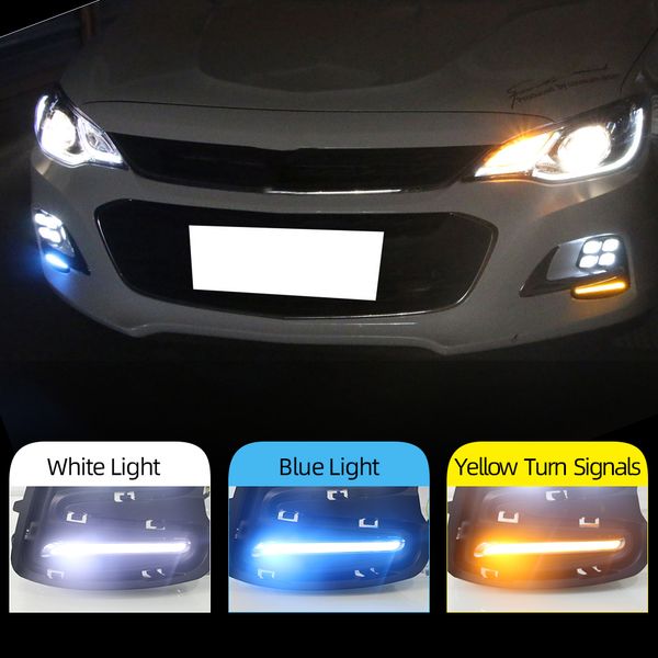 

2pcs for chevrolet cavalier 2016 2017 2018 daytime running lights turn signal fog lamp cover 12v abs led drl car styling