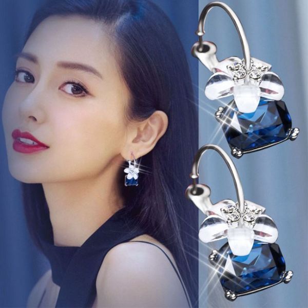 

ek514 new selling exaggerated big trend fashion crystal cherry blossoms earrings women wedding jewelry statement earrings brinco, Silver