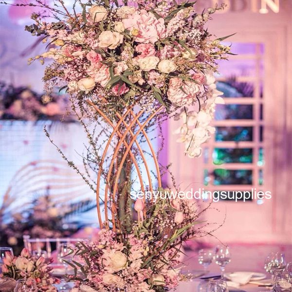 

new style metal flower pedestal stand wedding decoration gold road lead for sale table decoration centerpieces senyu0206