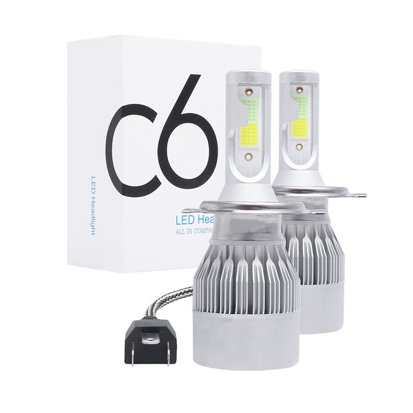 

cob car headlight lamp h4 led bulbs two-color headlamps kit 6000k/8000k 8000lm fog lights accessries