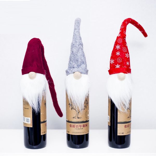 

christmas santa snowman wine bottle covers sets medium bottle holding decoration for home wine decorations hats