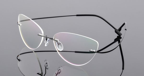 

new cat eye women titanium alloy rimless myopia glasses nearsighted glasses prescription -0.50 -0.75 -1.0 -1.25 to -6.00, Black