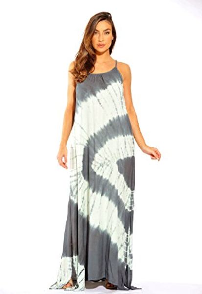 

riviera sun tie dye spaghetti strap maxi dress, Black;gray