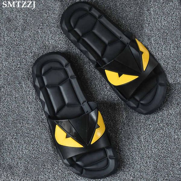 

couple men's women slippers summer flat indoor slides non-slip soft soles cartoon home bathroom slippers beach flip flops shoes, Black