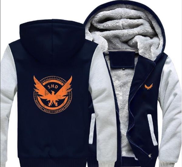 

new style tom clancy s the division logo hoodies winter wool keep sweatshirt velvet coat plush thickening leisure joker sportswear, Black