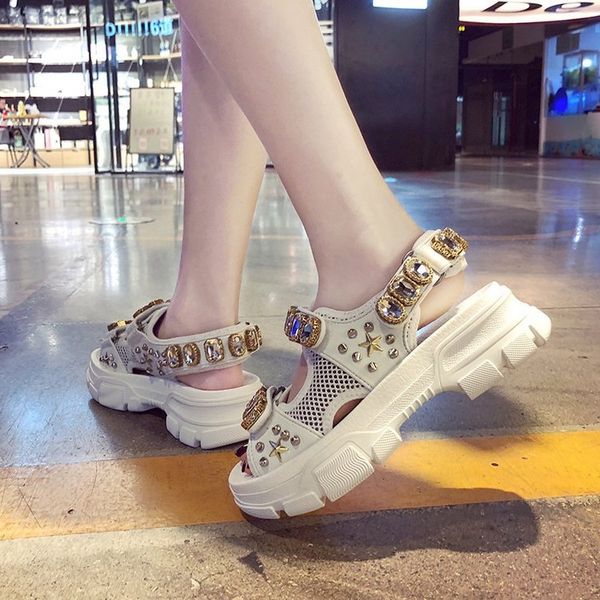 

сандалии станция a008 промышленных ulzzang мода толстые пип-дно toe sporty европа техногенный алмазного adult нет женщина, Black