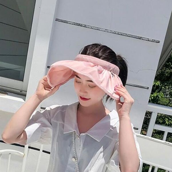 

double-sided ess hat women neutral foldable a generation of fat dome sunhats korean style, Blue;gray