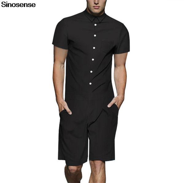 

new summer men rompers 2019 short sleeve short jumpsuit playsuit harem cargo overalls one piece solid streetwear casual romper, Gray