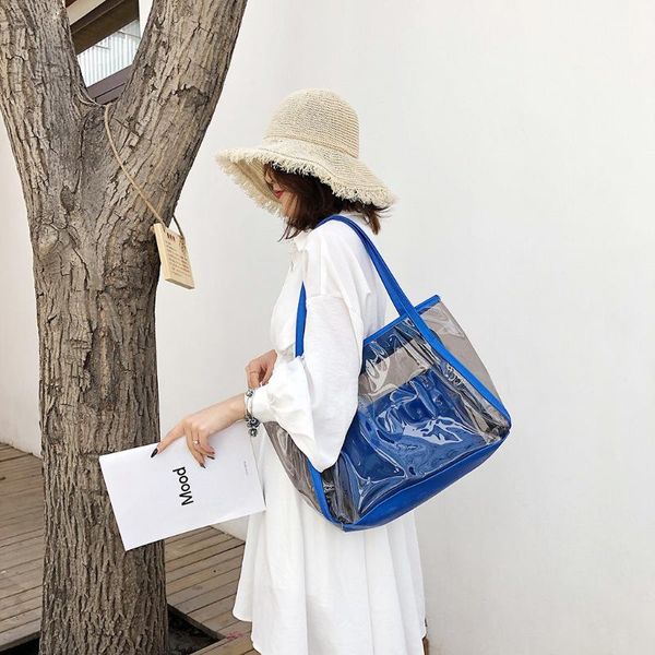 

transparent jelly bags large capacity handbags tote bag shoulder bags summer shopping bag handbag leisure pvc pockets