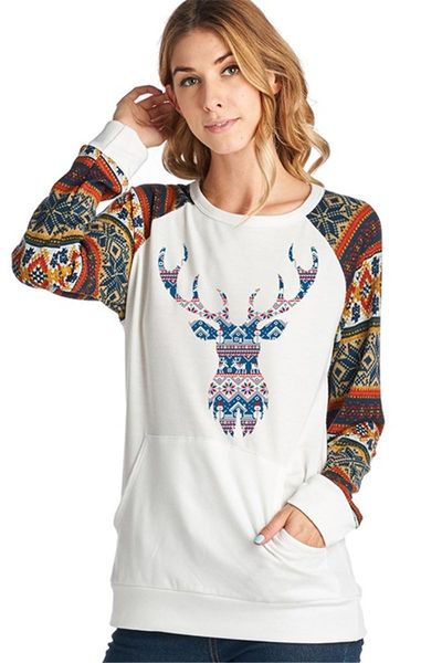 

Ѭождевенкие женкие дизайнеѬкие ђболки оенн мода олен и нежинка пеа, White