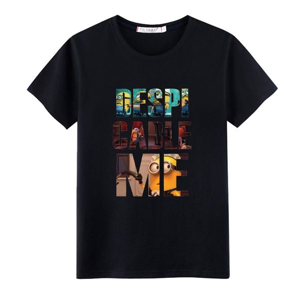 

2020 new men's short sleeve t-shirt fashion half sleeve t-shirt round neck cartoon letter printed student top, White;black