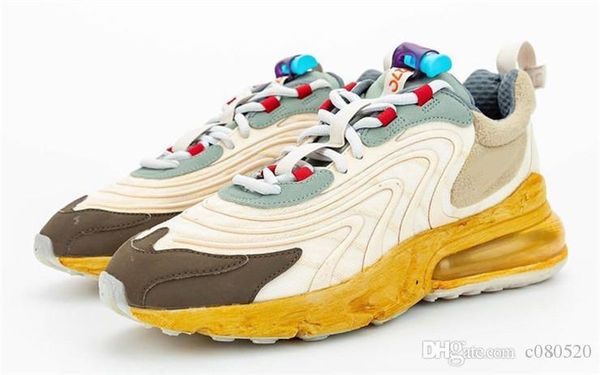 

2020 authentic travis scott x shoe 270 react light cream dark hazel mica starfish running sneakers authentic shoes us5.5-12