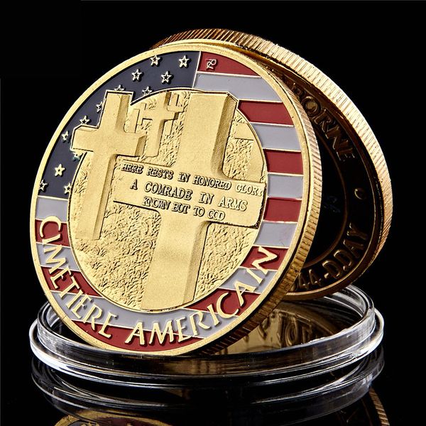 

gold plated coin craft great war 70 anniversary memorial normandie america soldier badge