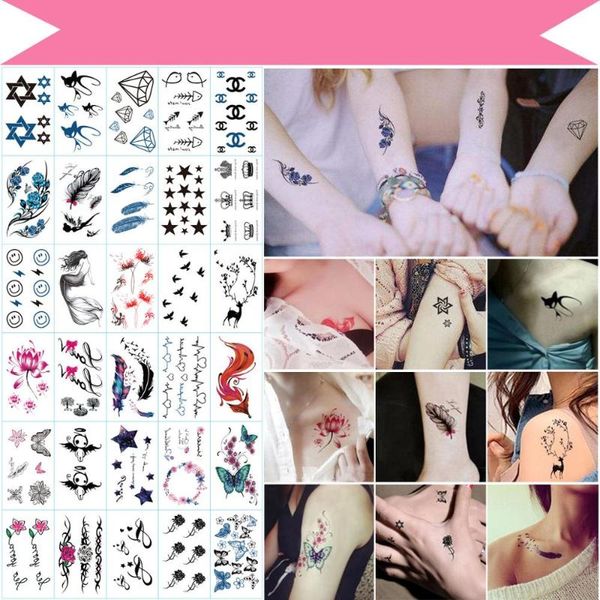 

30pcs/set no repeat temporary tattoo stickers waterproof tattoos for women arm clavicle body art hand foot for girl men