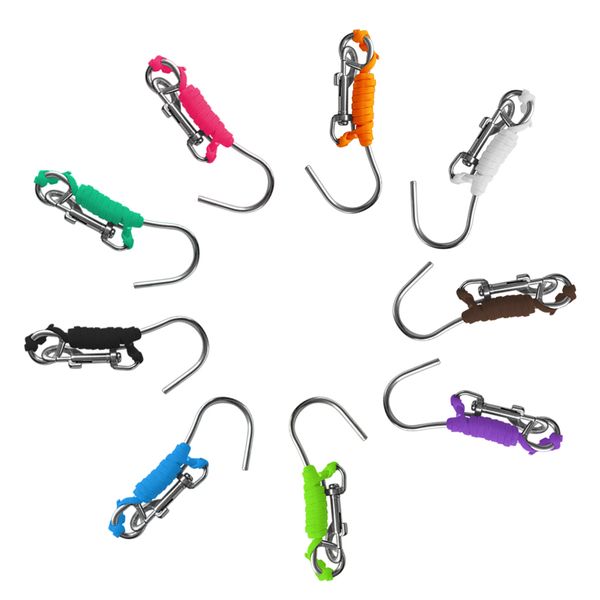 

scuba diving reef drift hooks with 120cm line & stainless steel clip various colors swimming diving pool accessories