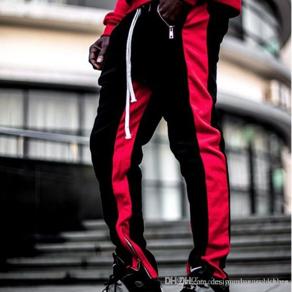 

fashion casual mens pants jogger designer pantalones colors patchwork slim fit trousers