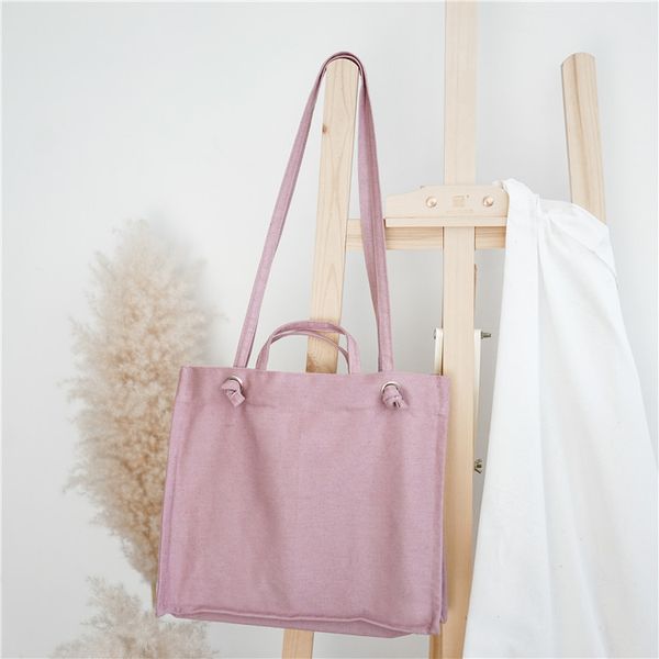 

simple blank tote bag thick 18oz canvas resuable shopping bags on shoulder eco girls student sac reutilisable black white pink