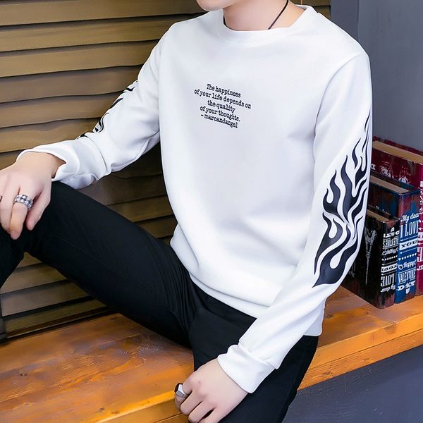 

sweatshirt spring new men's round neck printing fashion casual sweatshirt men's fashion simple wild large size s-3xl, Black
