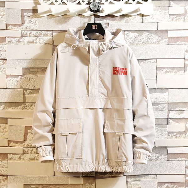 

2020 new men's leisure trench coat men hooded jacket fashion coat loose pocket good air permeability man streetwear, Black;brown