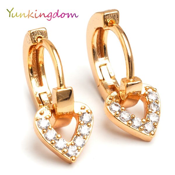 

yunkingdom fashion charms heart design hoop earrings lovely sweet jewelry earrings for women, Golden;silver