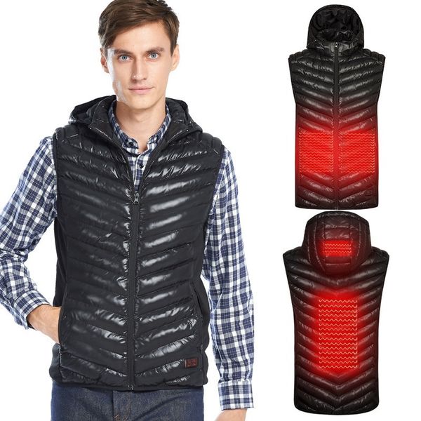 

2020 men winter heated vest usb infrared heating jacket carbon fiber electric thermal waistcoat fishing clothes sa-8, Blue;black