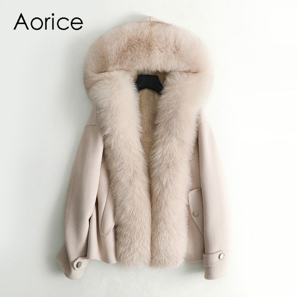 

women's fur & faux aorice women winter real collar coat jacket liner female girl natural coats parka jackets overcoat zy126, Black