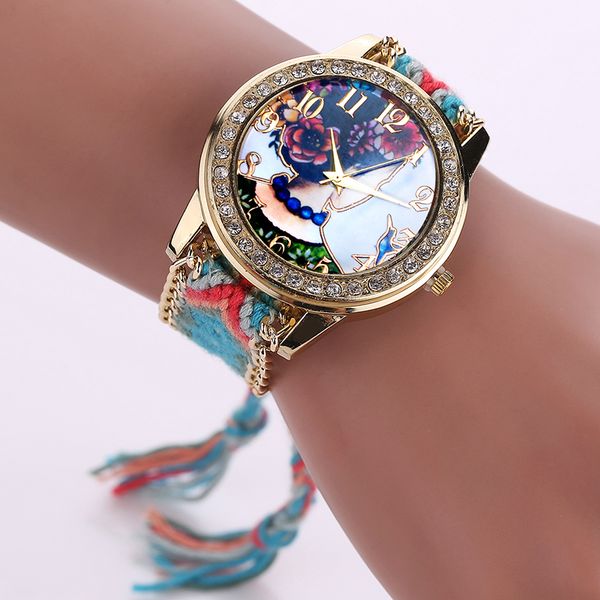 

22 models dress watches with 14 colors handmade weave strap bracelet women watch quartz casual hand-woven wristwatch perfect gift, Slivery;brown
