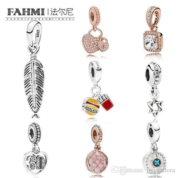 

fahmi 100% 925 sterling silver charm pendant rose eternal elegant love spirit feather pattern hanging star david ms. glamour jewelry, Black