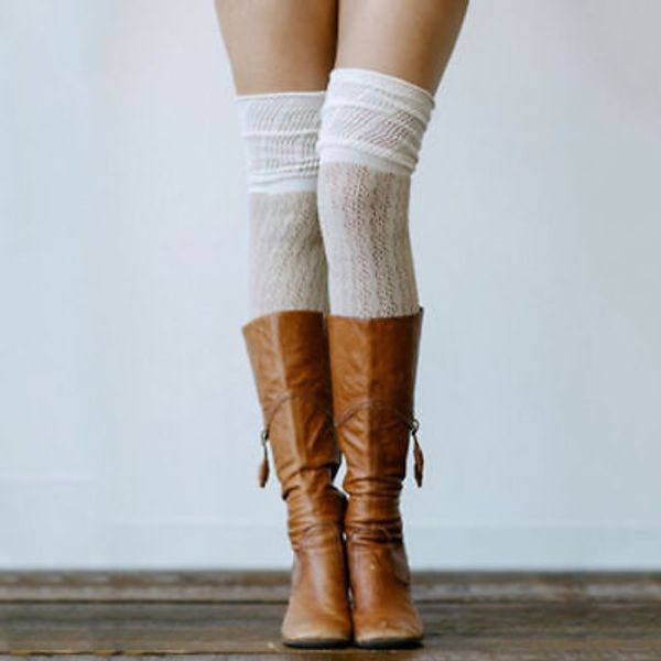 

women girl long over the knee cotton socks thigh high soft cotton stockings knit long socks sweet lace laciness for girl