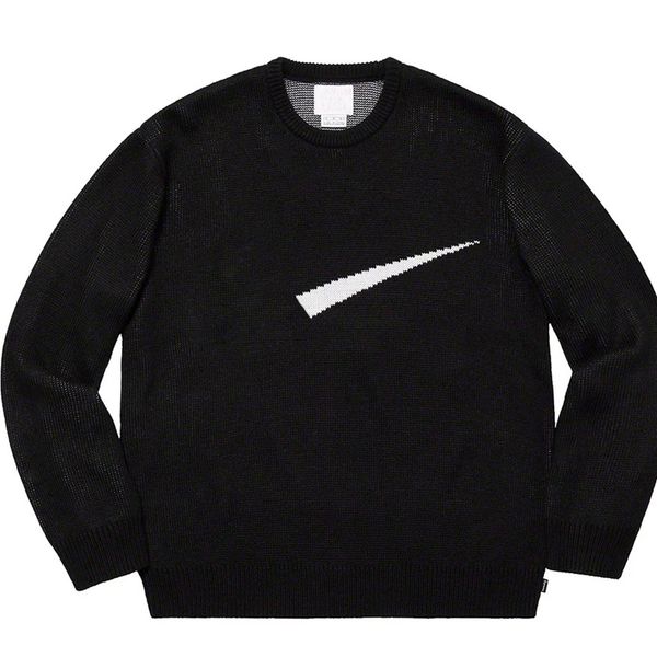 

19ss box logo совместно свитер вязаные классический толстовка pure color matching street пуловер осень зима мужчины женщины свитер, White;black