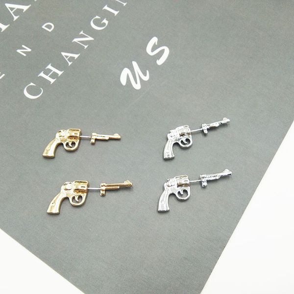 

gothic gun shape bar vintage 925 sterling silver needle earrings statement stud earrings for women jewelry woman 2019 gifts, Golden;silver