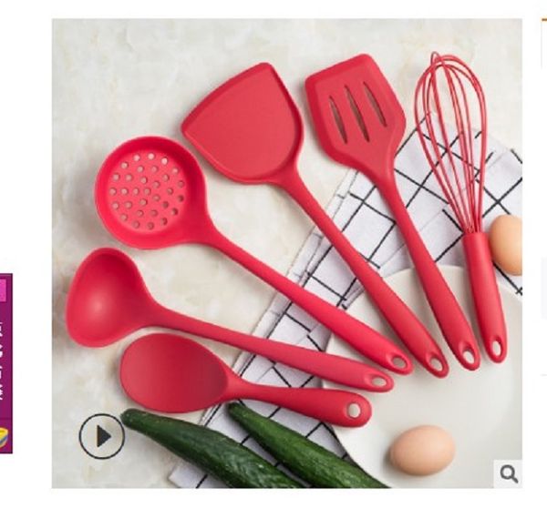 

2020 kitchen tools, high temperature resistant silicone integrated kitchenware, 6-piece cooking suit, anti scalding and non stick p