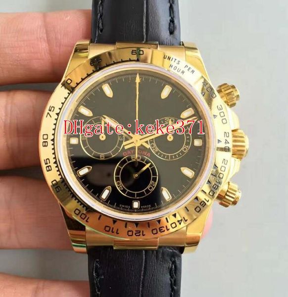 Moda Melhor pulso Top Fábrica Cosmograph 116.518 40mm ETA Leather 4130 Cronógrafo Automático Mecânica Mens Watch Relógios