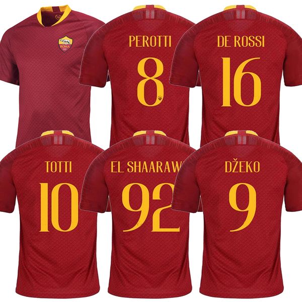 

18/19 Thailand Rome Jerseys 10 TOTTI home red Soccer Jersey 16 DE ROSSI 9 DZEKO 92 EL SHAARAWY customizable football suit