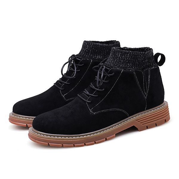 

fashion winter ankle boots men new style comfortable outdoor shoes for male breathable wearable casual men boots botas de hombre, Black
